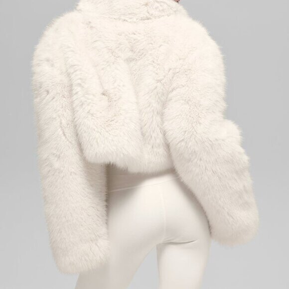 Alo Yoga Opulent Faux Fur Cropped Jacket IvoryIvory - Picture 3 of 4